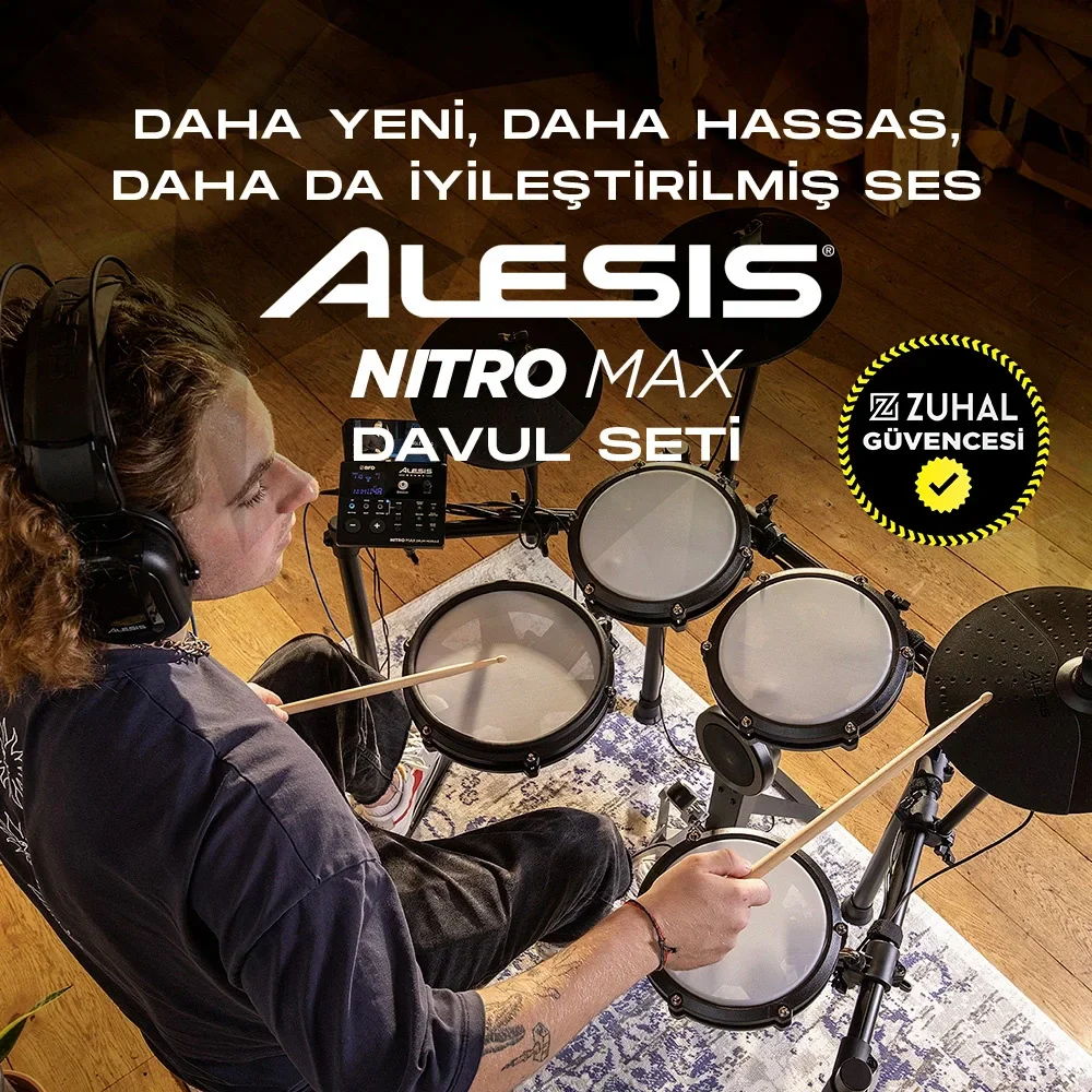 ALESIS Nitro MAX 8 Parça Elektronik Davul Seti - Bluetooth ve BFD Sesleri Dahil