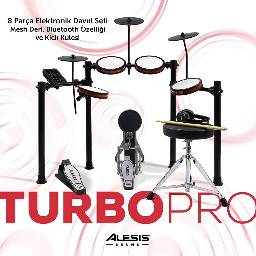 ALESIS Turbo Pro 8 Parça Elektronik Davul Seti - Tabure &amp; Kulaklık Aksesuarları Dahil