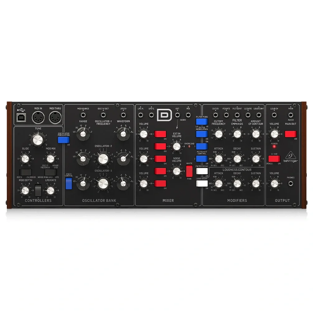 Behringer Model D Efsane Minimoog Klonu: 3 VCO, 24 dB Ladder Filter, Eurorack Ready