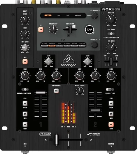 Behringer NOX-202 2 Kanal Dj Mikser, USB Audio Interface