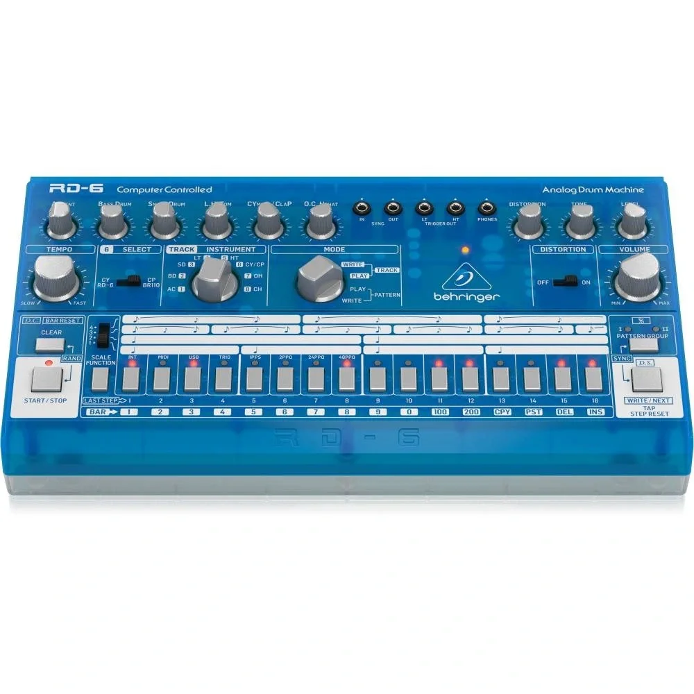 Behringer RD-6-BB RHYTHM DESIGNER Analog Davul Makinesi (Transparan Mavi)