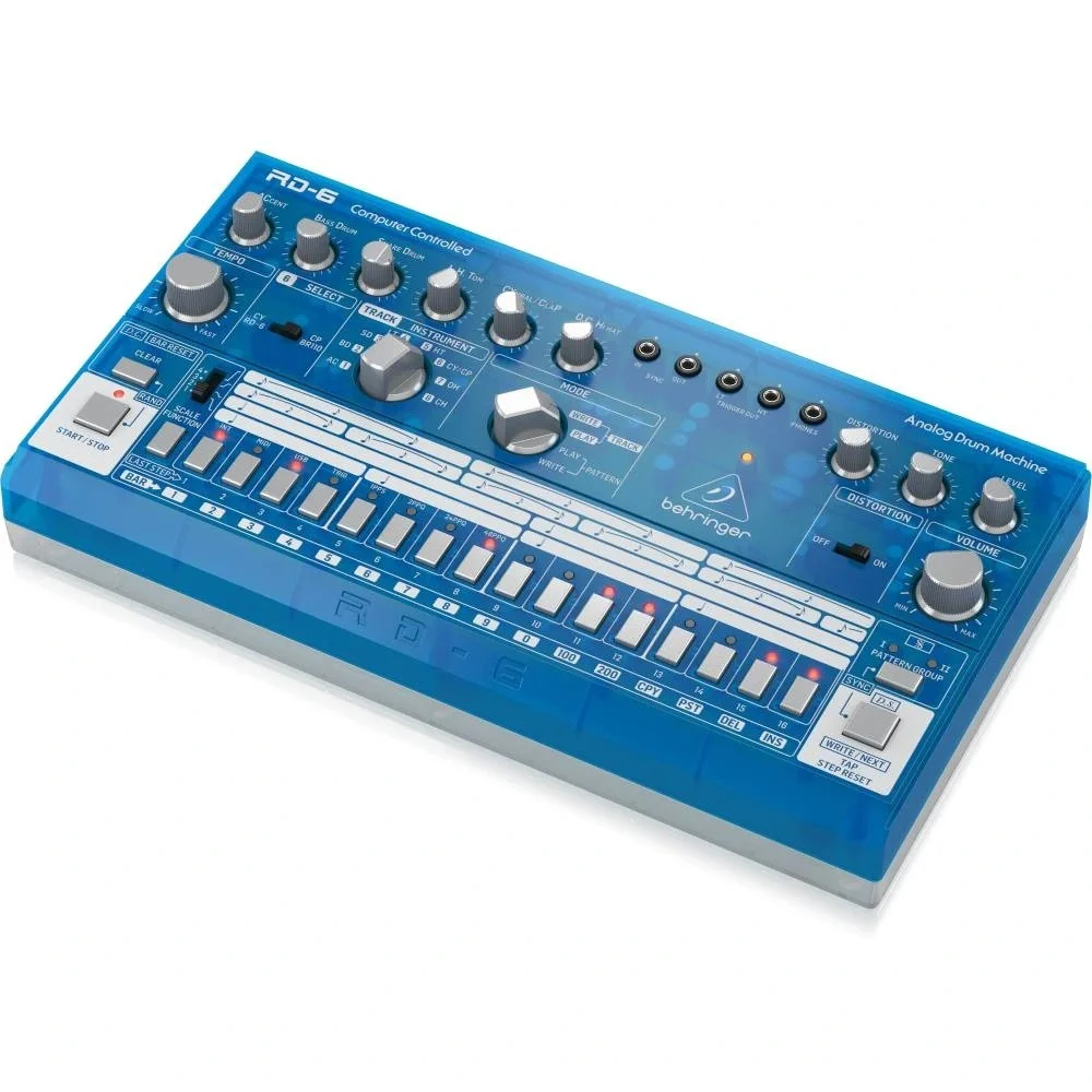 Behringer RD-6-BB RHYTHM DESIGNER Analog Davul Makinesi (Transparan Mavi)