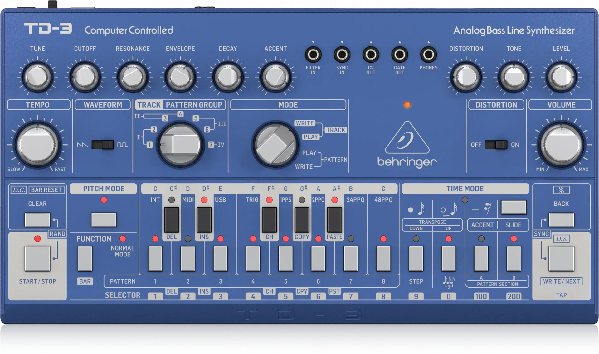 Behringer TD-3-BU Analog Bass Line Synthesizer (Mavi)