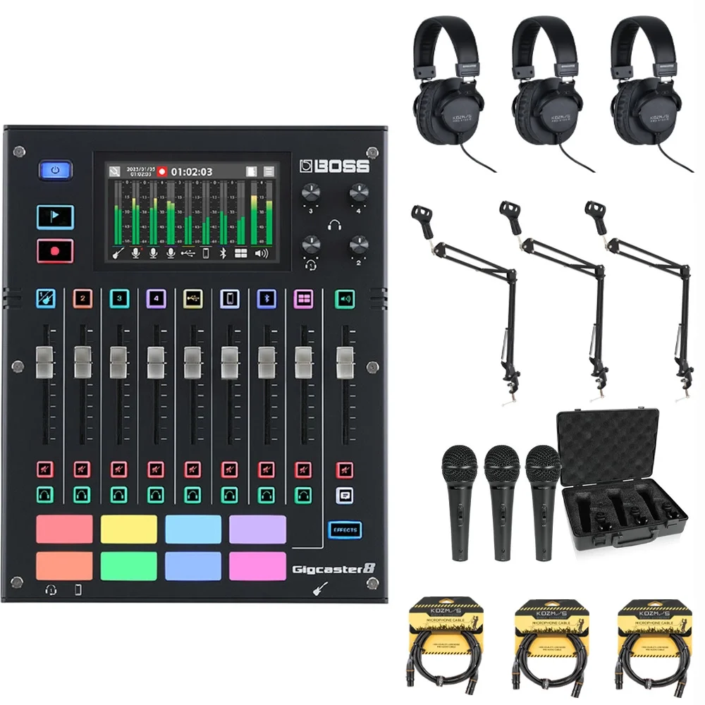 BOSS Gigcaster GCS-8 Yayın Seti 1 (GCS-8, XM1800S, 3XKHDP-S200, 3X35A, 3XKCL-020-3M)