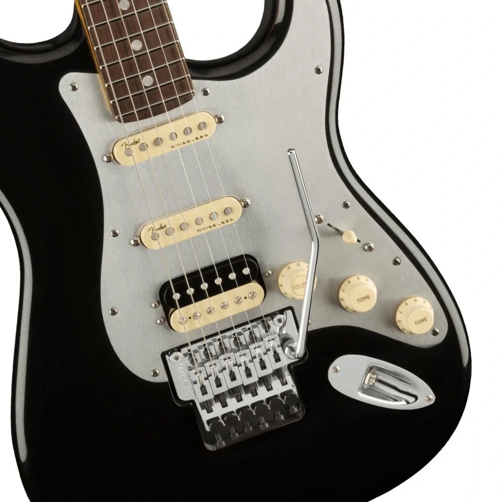Fender American Ultra Luxe Stratocaster Floyd Rose HSS Gülağacı Klavye Mystic Black Elektro Gitar