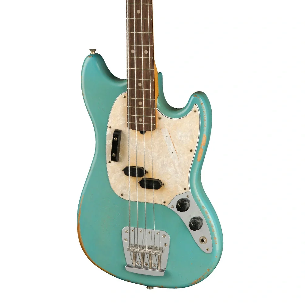 Fender Justin Mendal-Johnsen Road Worn Mustang Gülağacı Klavye Faded Daphne Blue Bass Gitar