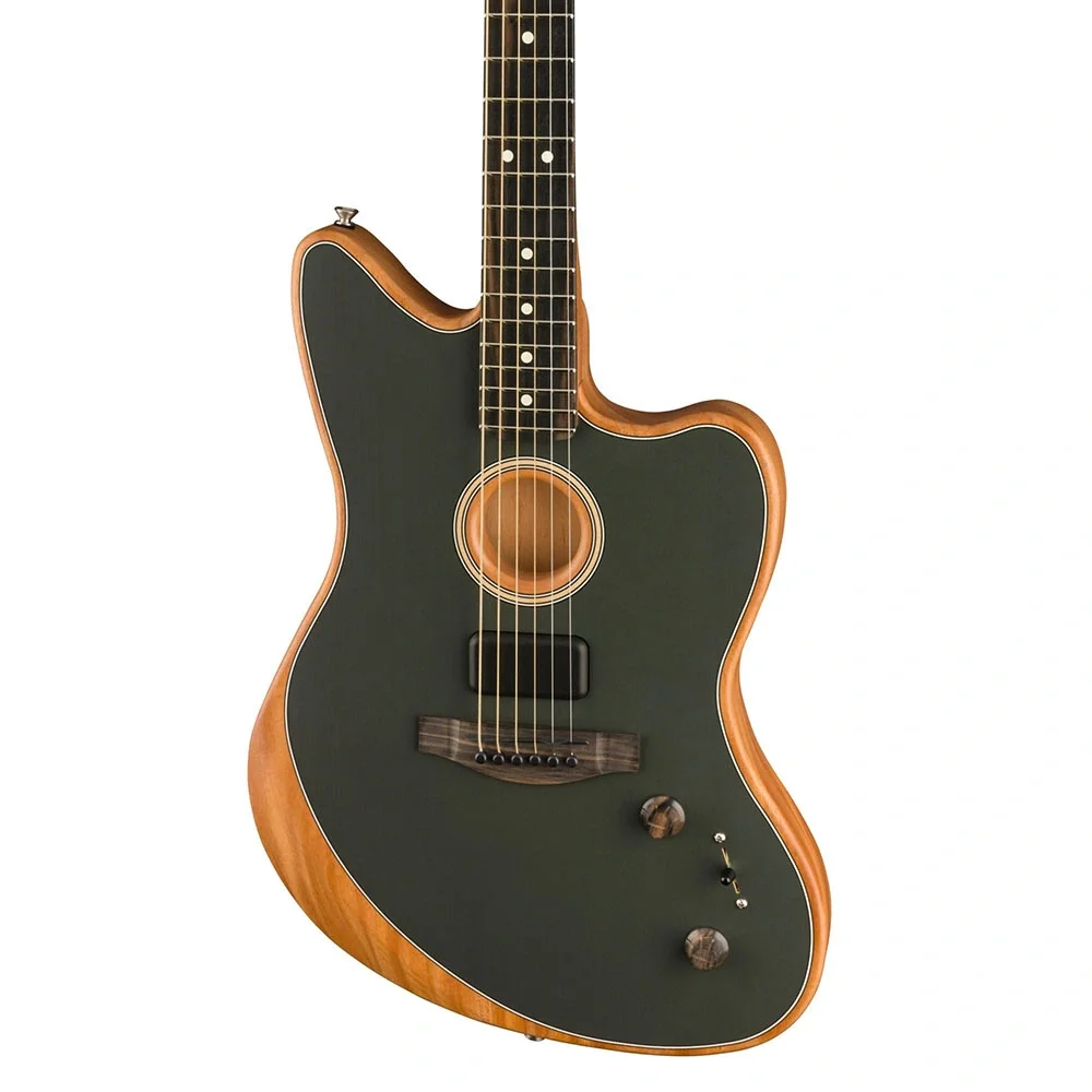 Fender American Acoustasonic Jazzmaster Abanoz Klavye Tungsten Elektro Akustik Gitar
