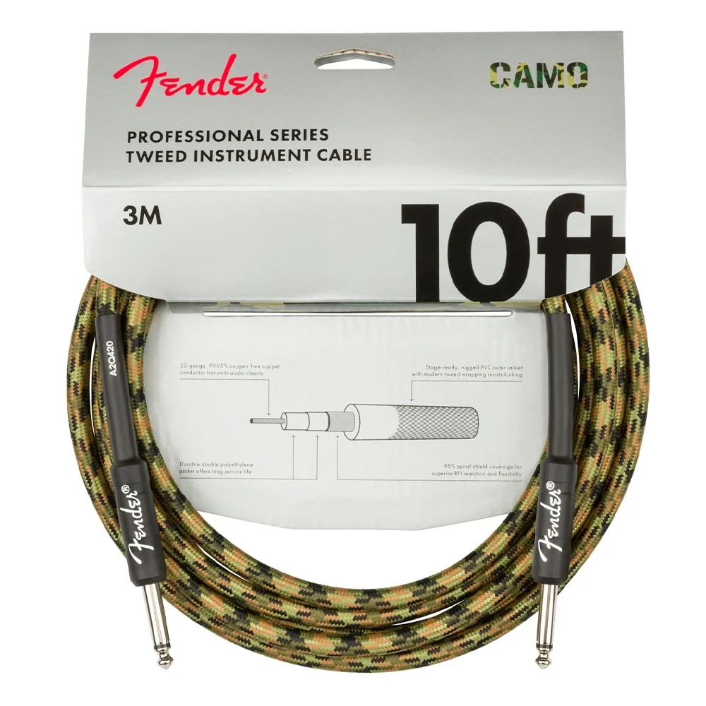 Fender Professional Series Cable Straight/Straight 10' Woodland Camo Kablo