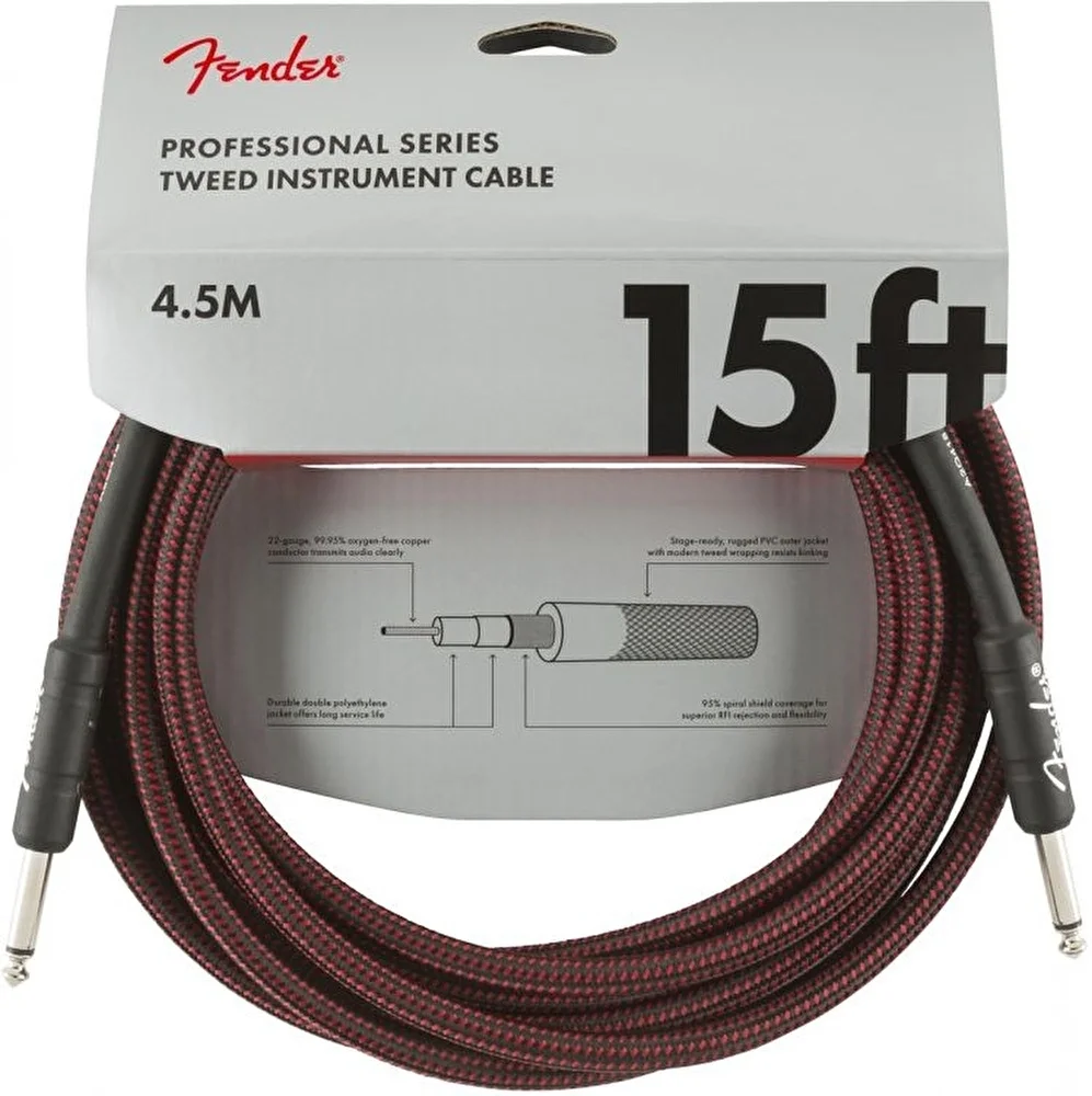 Fender Professional 4.5 Metre Kırmızı Tweed Enstrüman Kablo