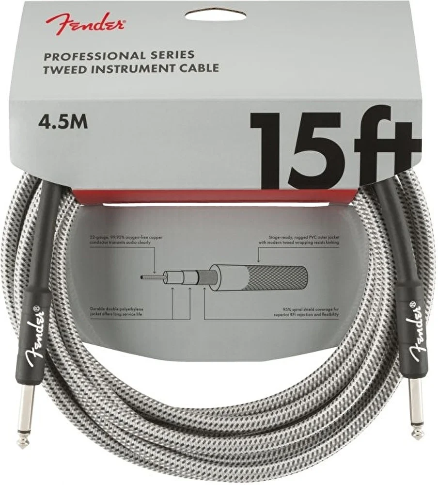 Fender Professional 4.5 Metre Beyaz Tweed Enstrüman Kablo
