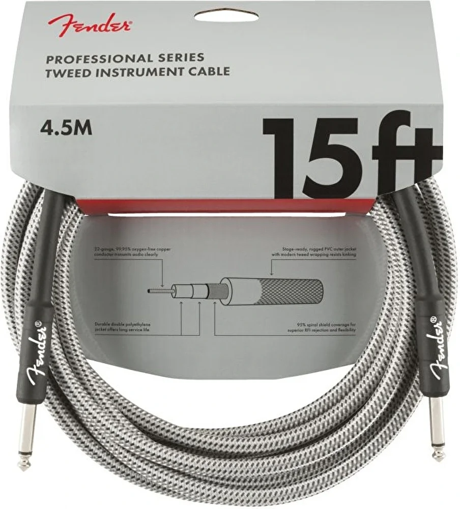 Fender Professional 4.5 Metre Beyaz Tweed Enstrüman Kablo