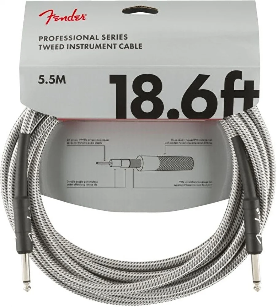 Fender Professional 5.5 Metre Beyaz Tweed Enstrüman Kablo