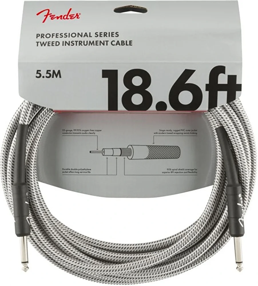 Fender Professional 5.5 Metre Beyaz Tweed Enstrüman Kablo