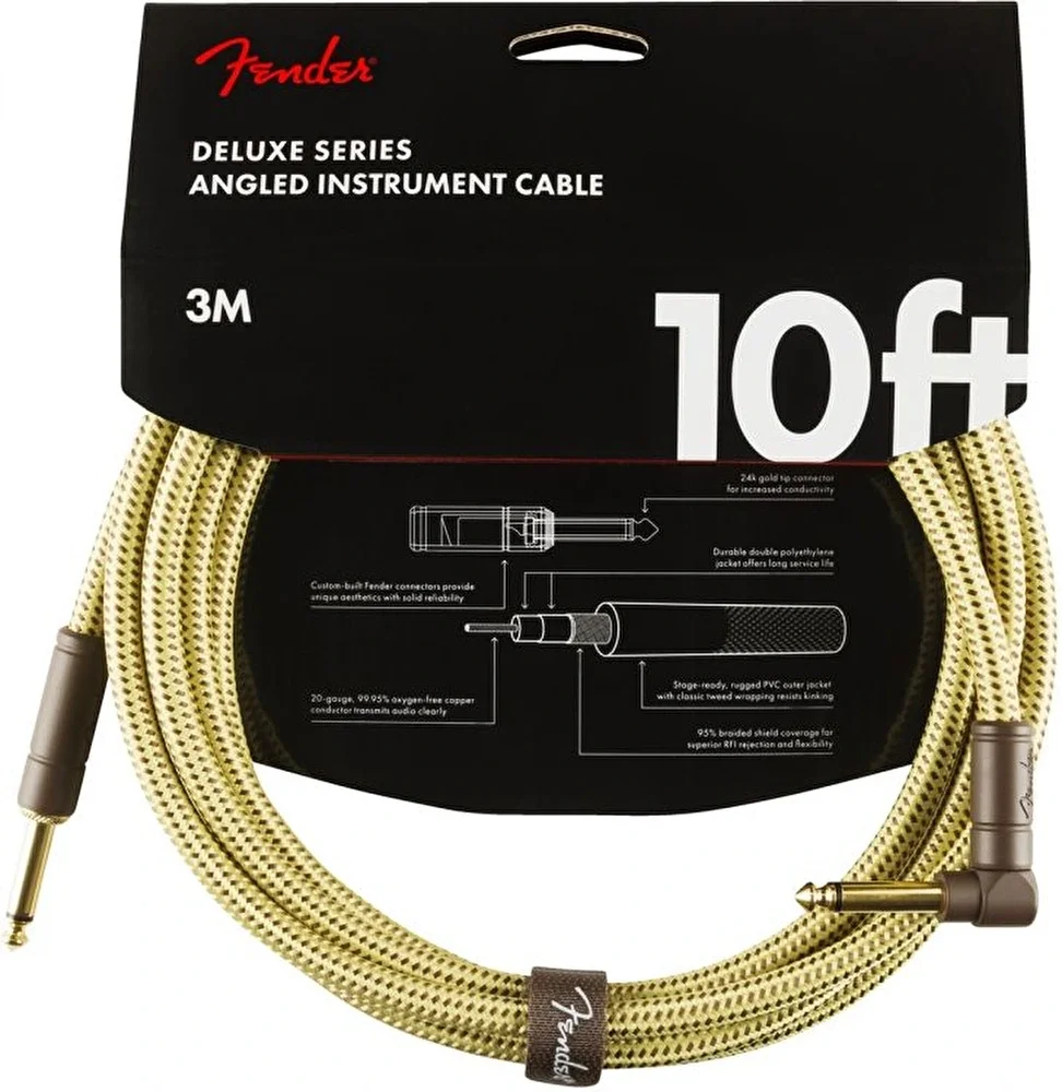 Fender Deluxe Düz/L Uç Tweed Enstrüman Kablo 3-metre