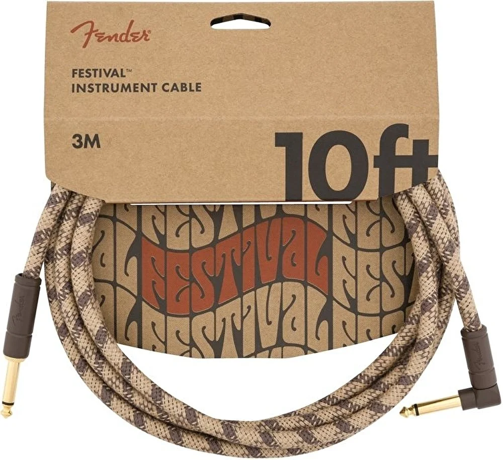 Fender 10' Angled Festival Pure Hemp Brown Stripe Enstrüman Kablosu