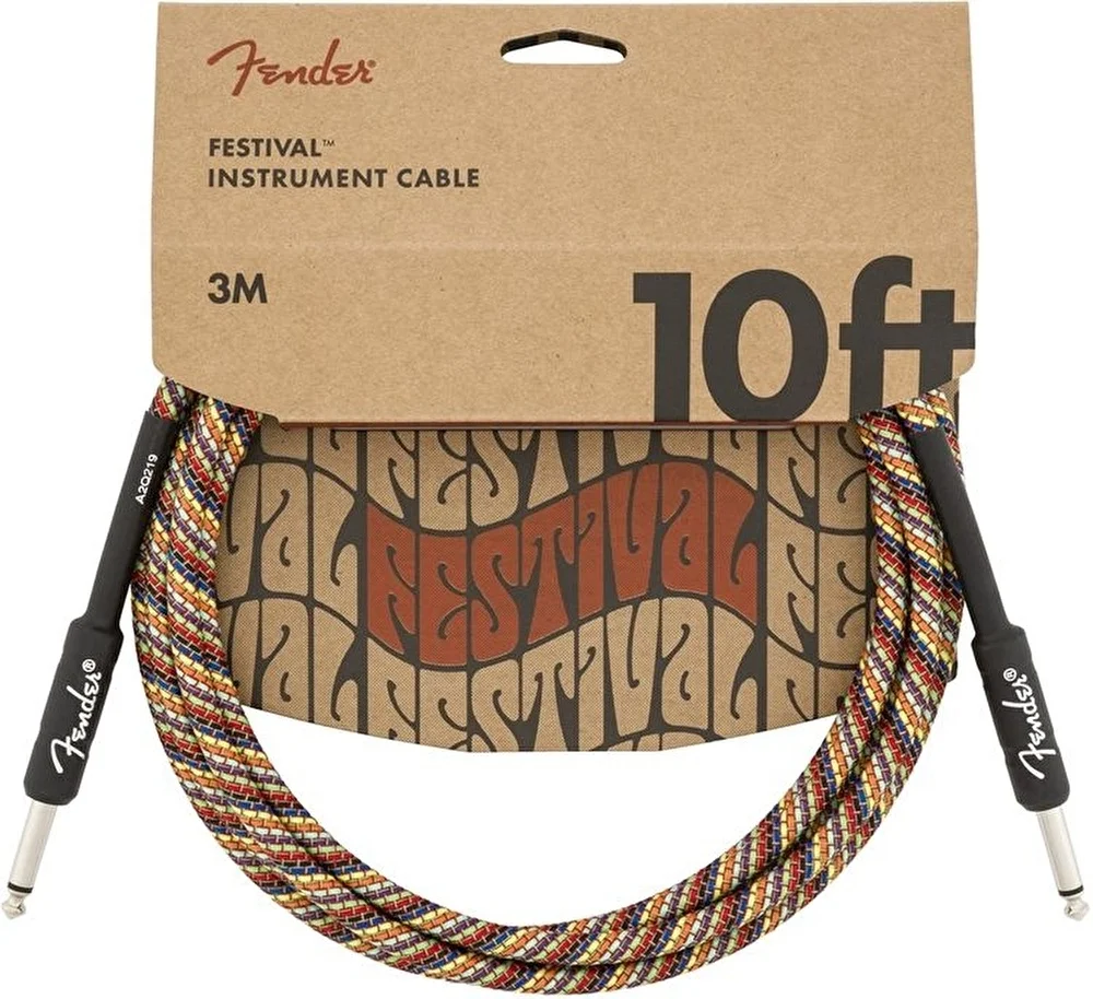 Fender 10' Festival Pure Hemp Rainbow Enstrüman Kablosu
