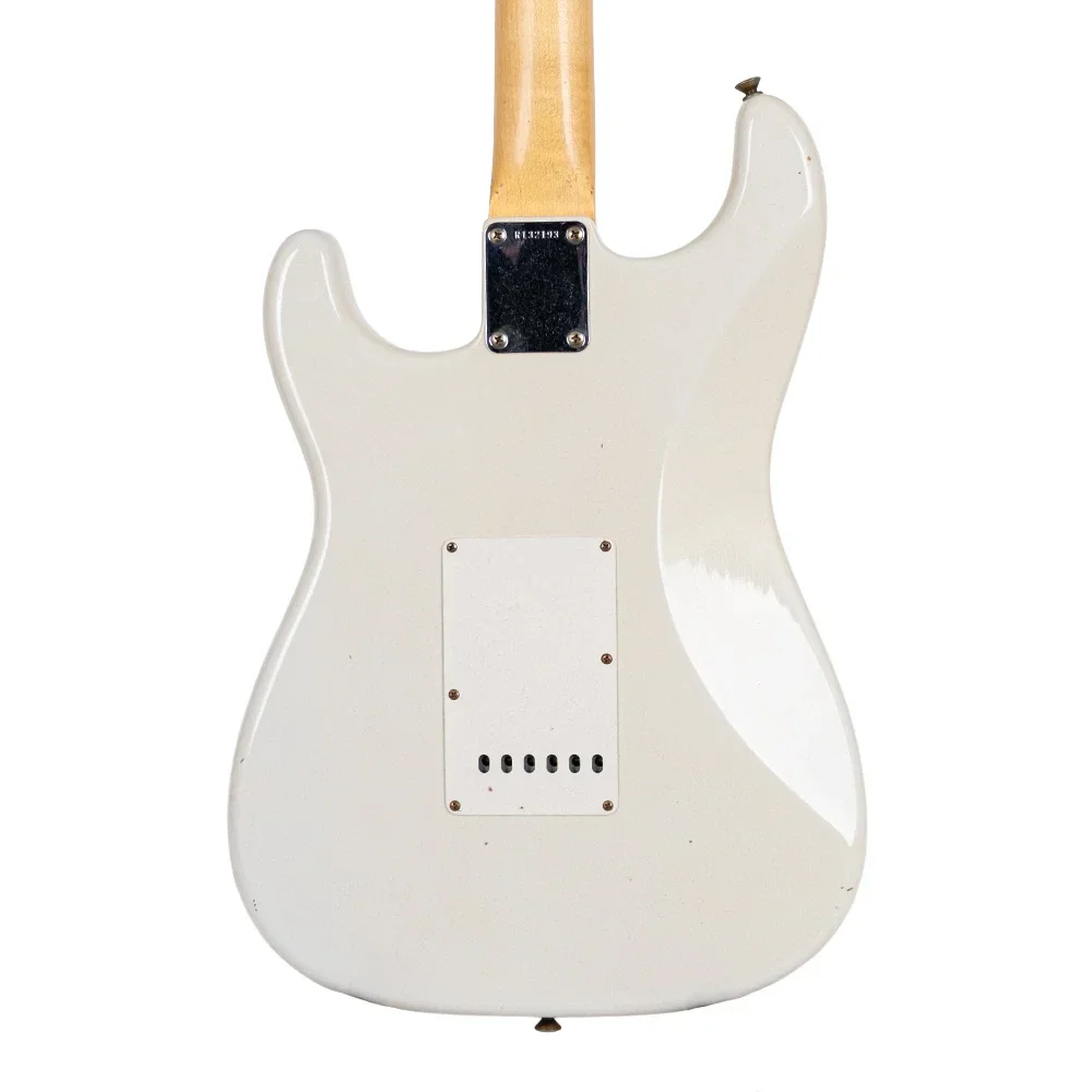 Fender Custom Shop Masterbuilt Dennis Galuszka 1963 Stratocaster Journeyman Relic Gülağacı Klavye Aged Olympic White Elektro Gitar