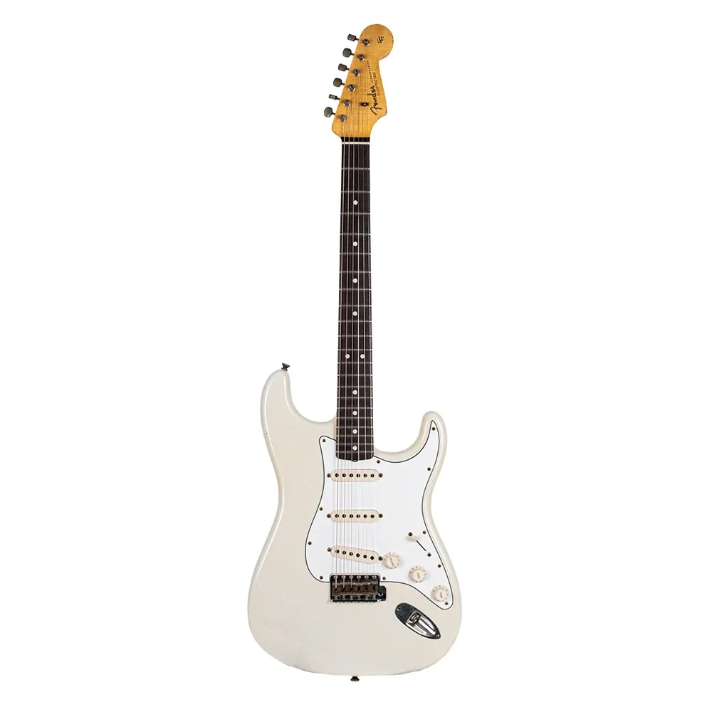 Fender Custom Shop Masterbuilt Dennis Galuszka 1963 Stratocaster Journeyman Relic Gülağacı Klavye Aged Olympic White Elektro Gitar