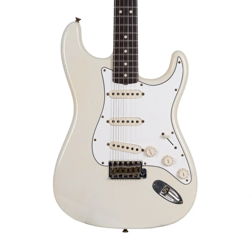 Fender Custom Shop Masterbuilt Dennis Galuszka 1963 Stratocaster Journeyman Relic Gülağacı Klavye Aged Olympic White Elektro Gitar