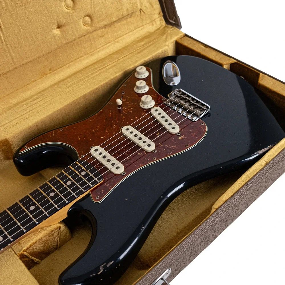 Fender Custom Shop Masterbuilt Todd Krause 1963 Stratocaster Journeyman Relic Gülağacı Klavye Black Elektro Gitar