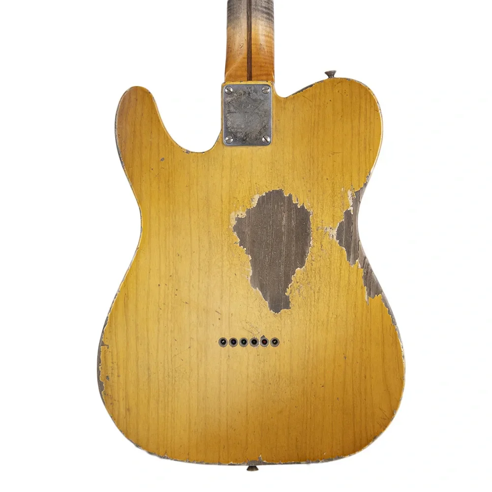 Fender Custom Shop Masterbuilt Dale Wilson 1952 Telecaster Heavy Relic Akçaağaç Klavye Smoked Butterscotch Blonde Elektro Gitar
