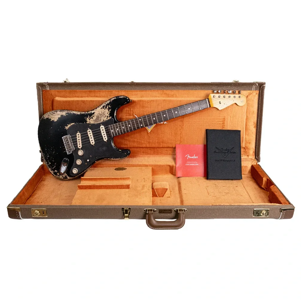 Fender Custom Shop Masterbuilt Vincent Van Trigt 1959 Stratocaster Heavy Relic Black over Vintage Blonde Elektro Gitar