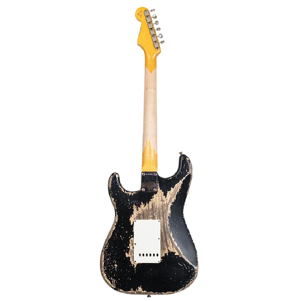 Fender Custom Shop Masterbuilt Vincent Van Trigt 1959 Stratocaster Heavy Relic Black over Vintage Blonde Elektro Gitar