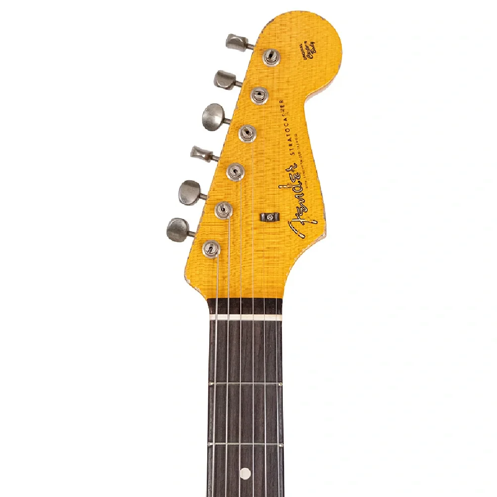 Fender Custom Shop Masterbuilt Vincent Van Trigt 1959 Stratocaster Heavy Relic Black over Vintage Blonde Elektro Gitar