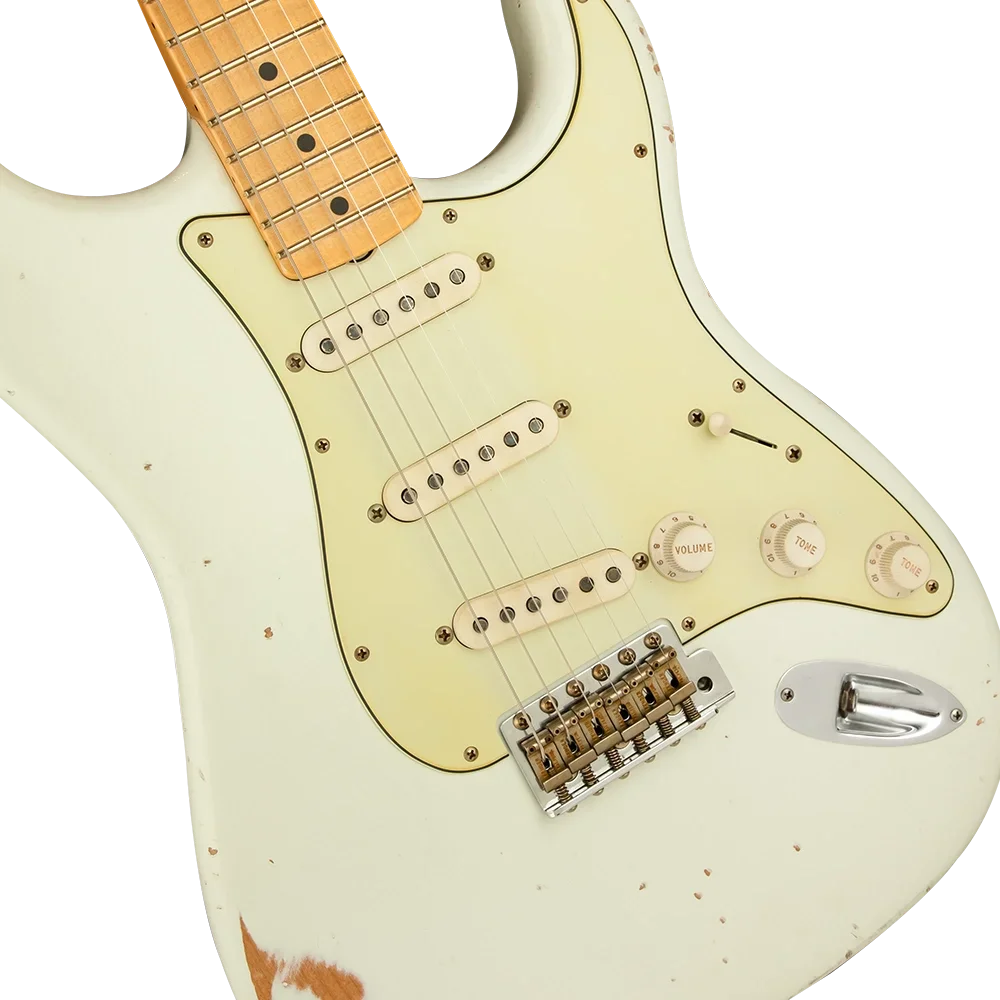 Fender Custom Shop Masterbuilt Greg Fessler 1959 Stratocaster Journeyman Relic Olympic White Elektro Gitar