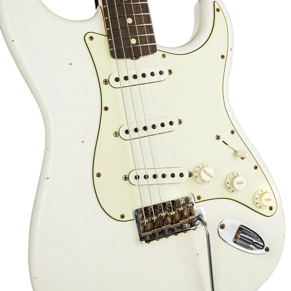 Fender Custom Shop Limited Edition 62/63 Stratocaster Journeyman Relic Gülağacı Klavye Aged Olympic White Elektro Gitar