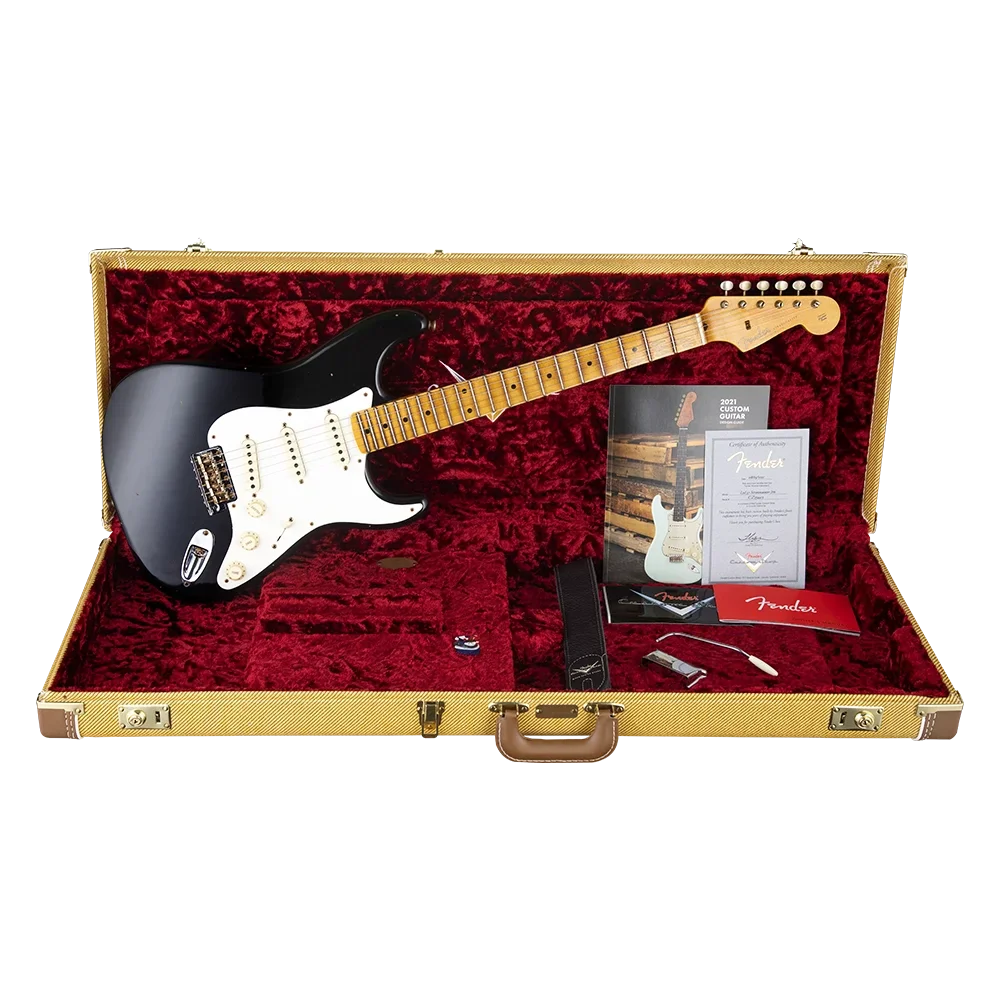 Fender Custom Shop W21 Limited Edition 1957 Stratocaster Journeyman Relic Akçaağaç Klavye Aged Black Elektro Gitar