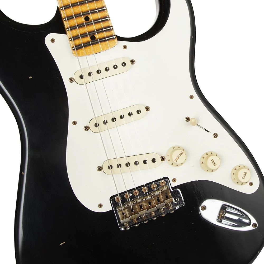 Fender Custom Shop W21 Limited Edition 1957 Stratocaster Journeyman Relic Akçaağaç Klavye Aged Black Elektro Gitar