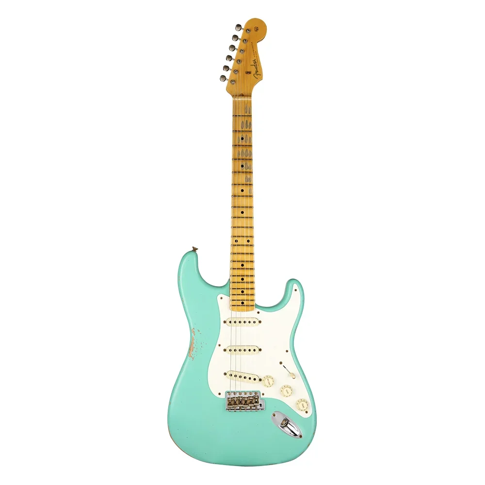 Fender Custom Shop S21 Limited Edition 1957 Stratocaster Relic Akçaağaç Klavye Faded Aged Sea Foam Green Elektro Gitar