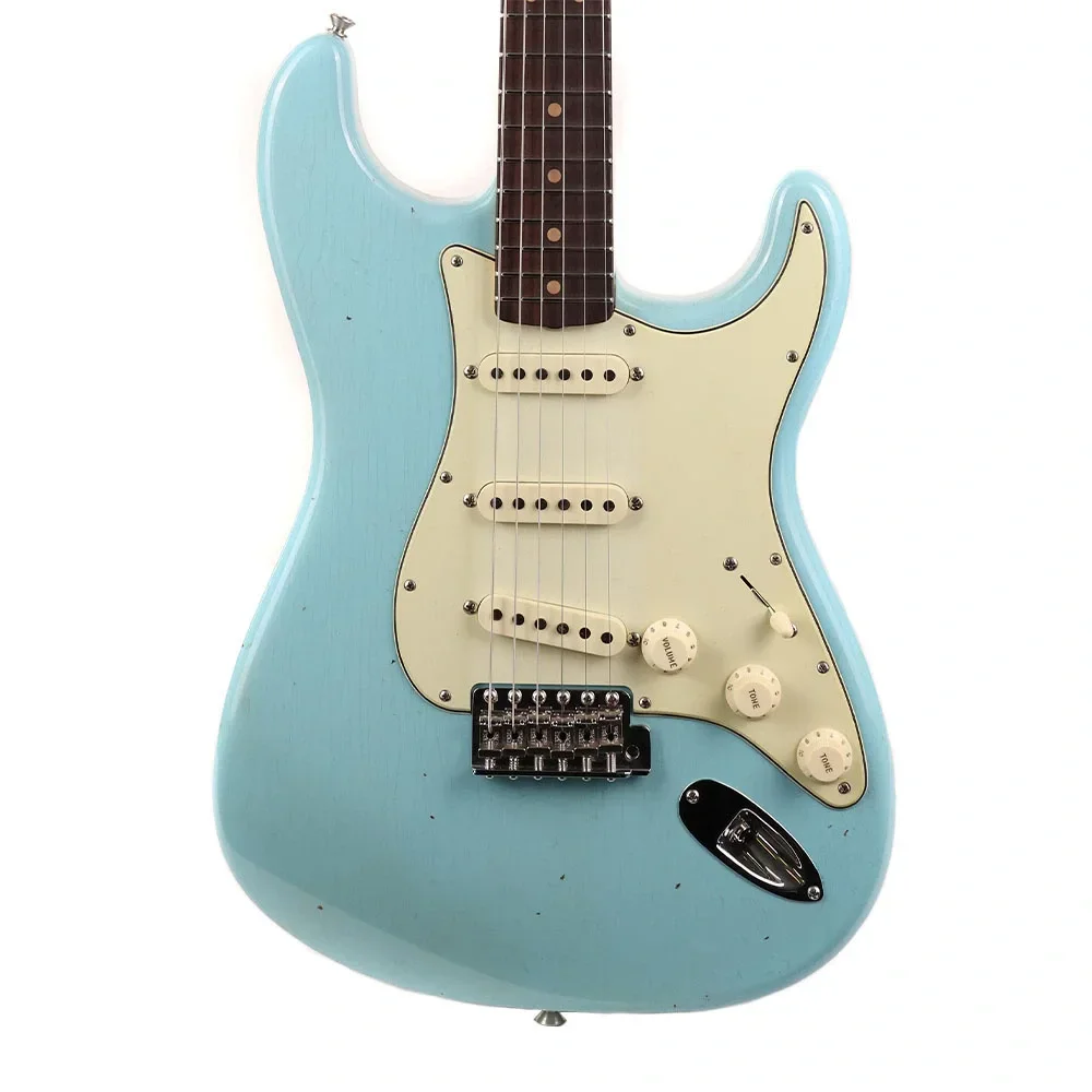 Fender Custom Shop S21 Limited Edition 1964 Stratocaster Journeyman Relic CC Hardware Gülağacı Klavye Aged Daphne Blue Elektro Gitar