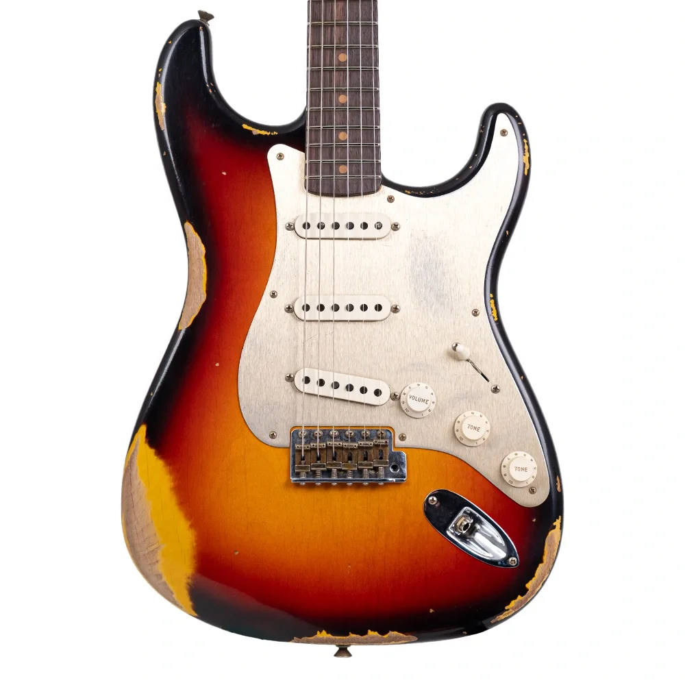 Fender Custom Shop Limited Edition 1959 Stratocaster Heavy Relic Roasted Akçaağaç Klavye Wide Fade 3 Color Sunburst Elektro Gitar