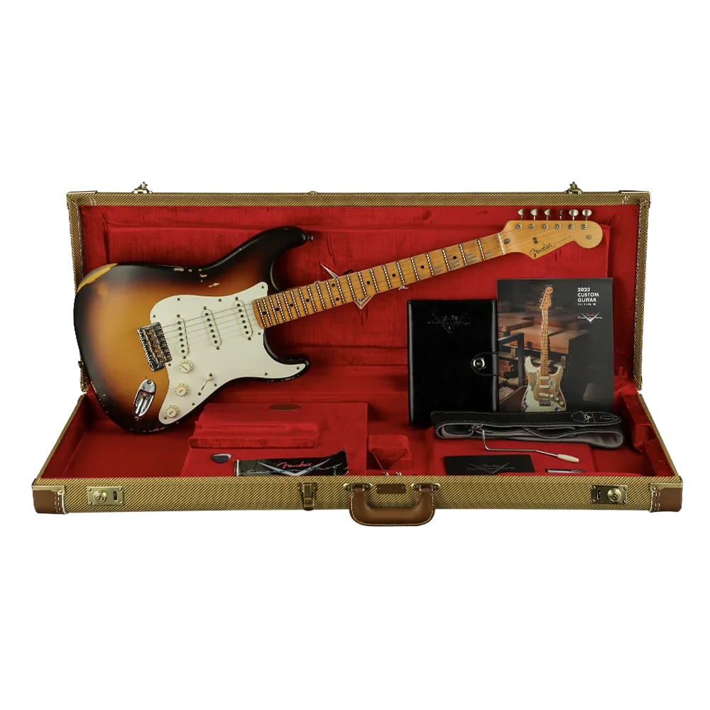 Fender Custom Shop LTD Fat 50's Stratocaster Relic Akçaağaç Klavye Wide Fade Chocolate 2 Color Sunburst Elektro Gitar