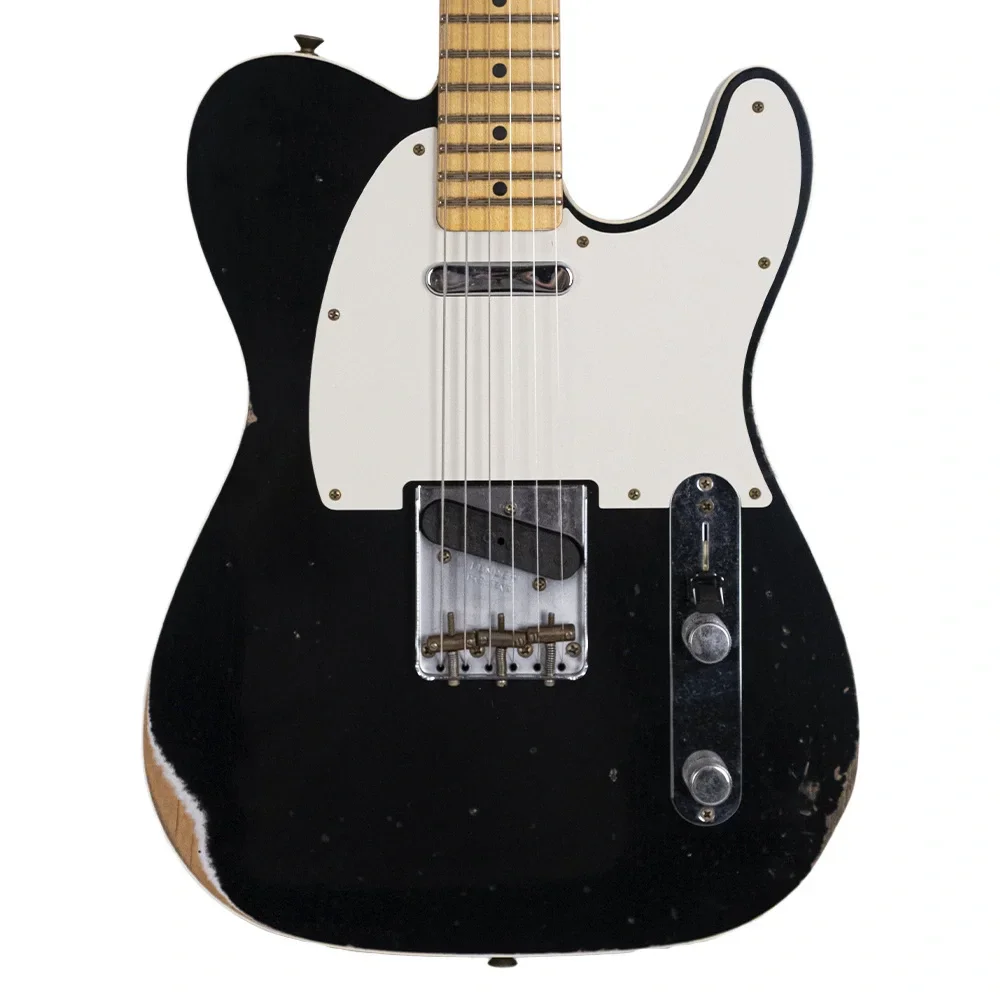 Fender Custom Shop 1959 Telecaster Relic Akçaağaç Klavye Aged Black Elektro Gitar