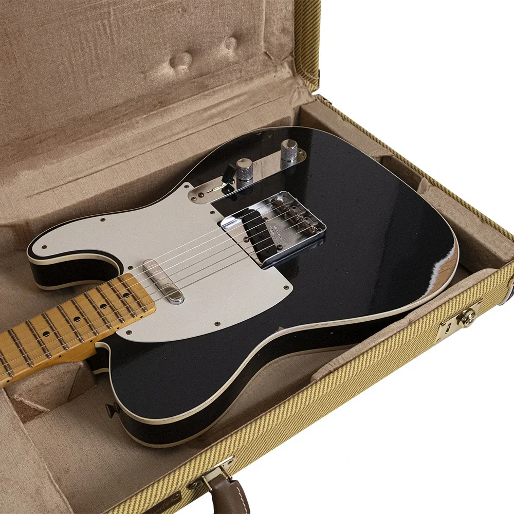 Fender Custom Shop 1959 Telecaster Relic Akçaağaç Klavye Aged Black Elektro Gitar