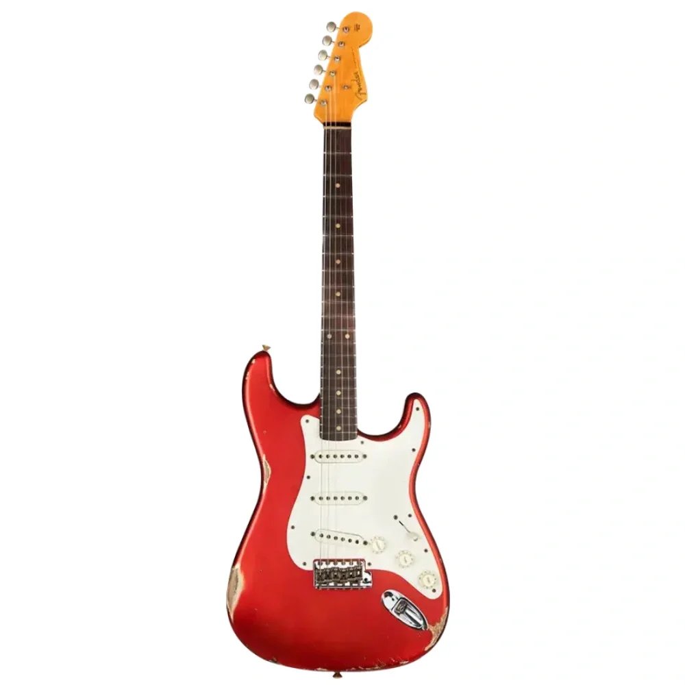 FENDER Custom Shop 1958 Stratocaster Akçaağaç Klavye Relic Faded Aged Candy Apple Red Elektro Gitar