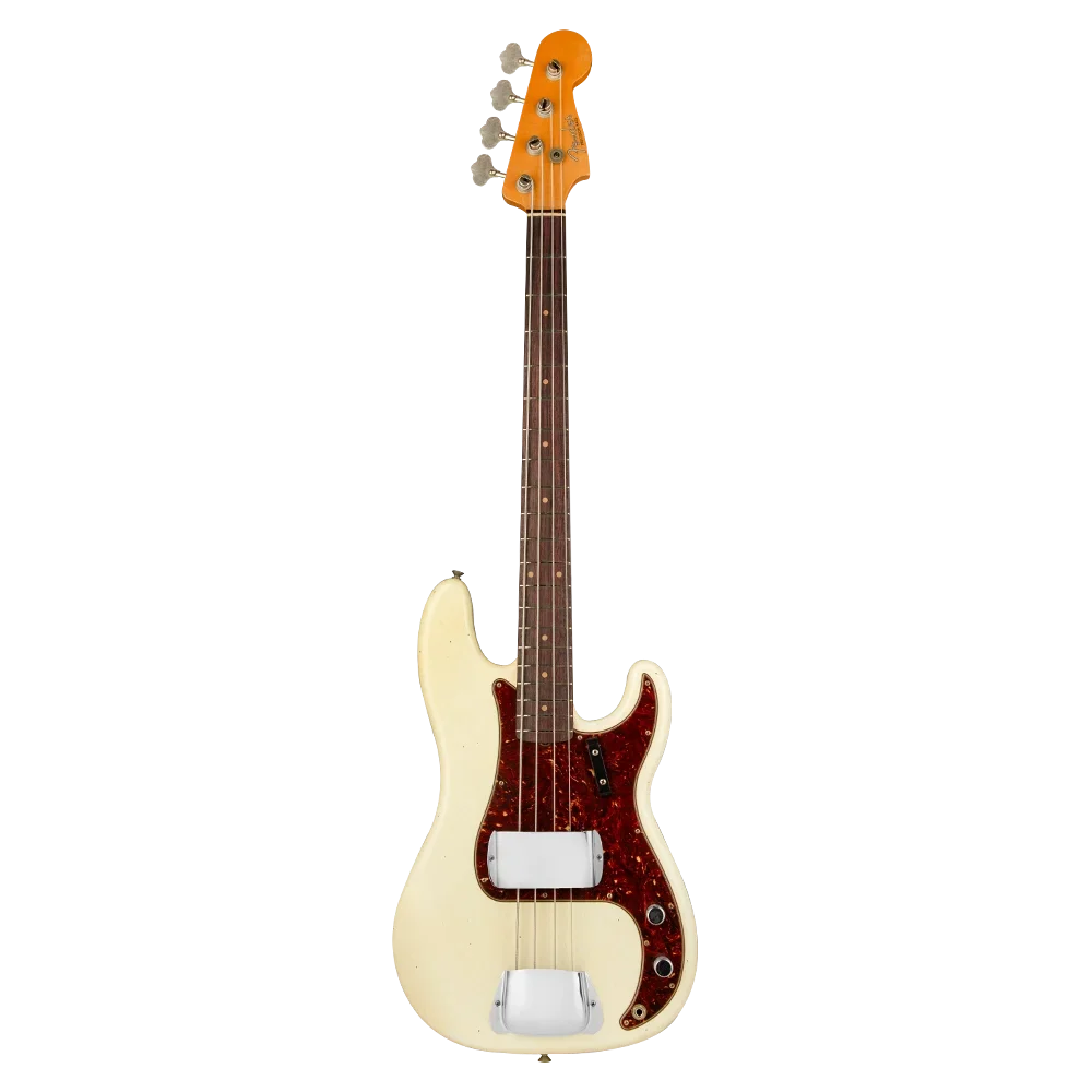 Fender Custom Shop 1963 Precision Bass Journeyman Relic Aged Olympic White Bas Gitar
