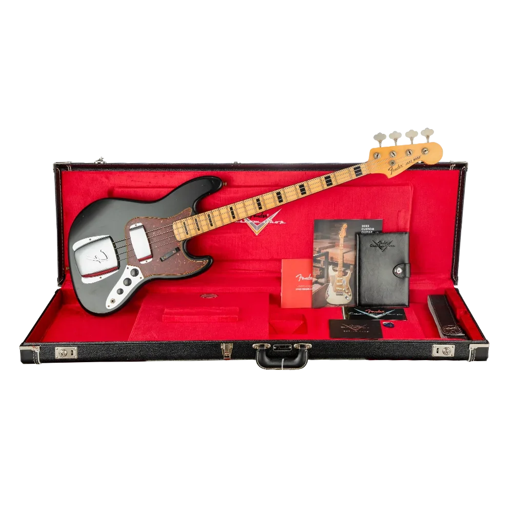 Fender Custom Shop 1968 Jazz Bass Journeyman Relic Aged Black Bas Gitar
