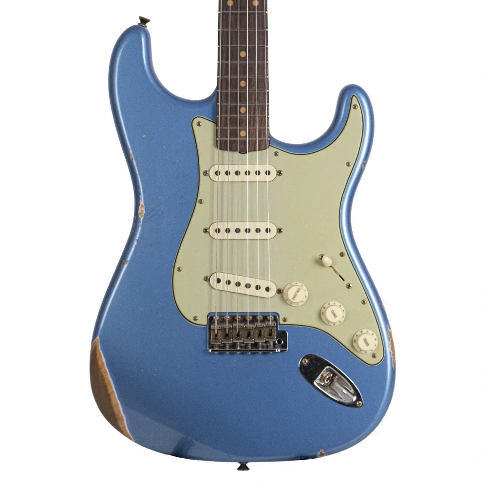 Fender Custom Shop 1962 Stratocaster Relic Gülağacı Klavye Aged Lake Placid Blue Elektro Gitar