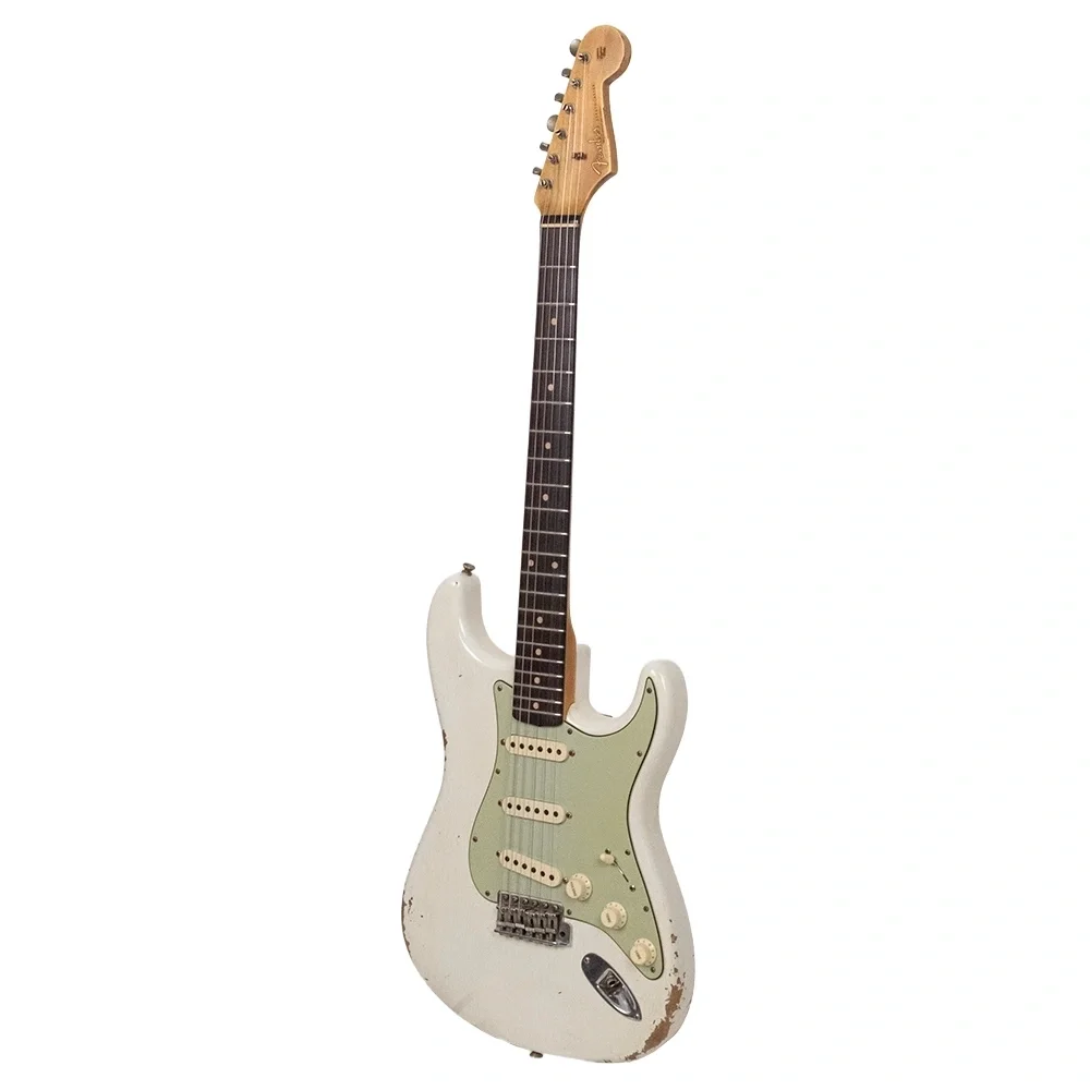 Fender Custom Shop 1962 Stratocaster Relic Gülağacı Klavye Aged Olympic White Elektro Gitar