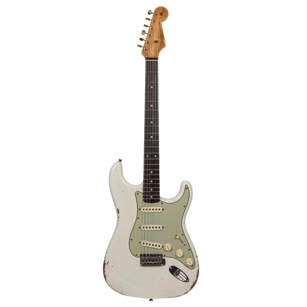 Fender Custom Shop 1962 Stratocaster Relic Gülağacı Klavye Aged Olympic White Elektro Gitar