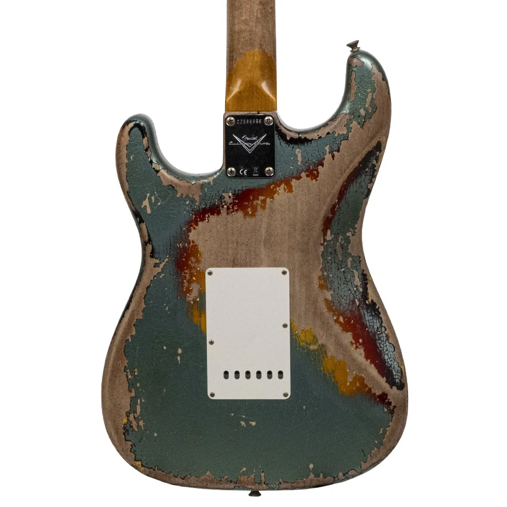 Fender Custom Shop 1965 Stratocaster Super Heavy Relic Gülağacı Klavye Super Faded Aged Sherwood Green Metallic over 3 Ton Sunburst Elektro Gitar