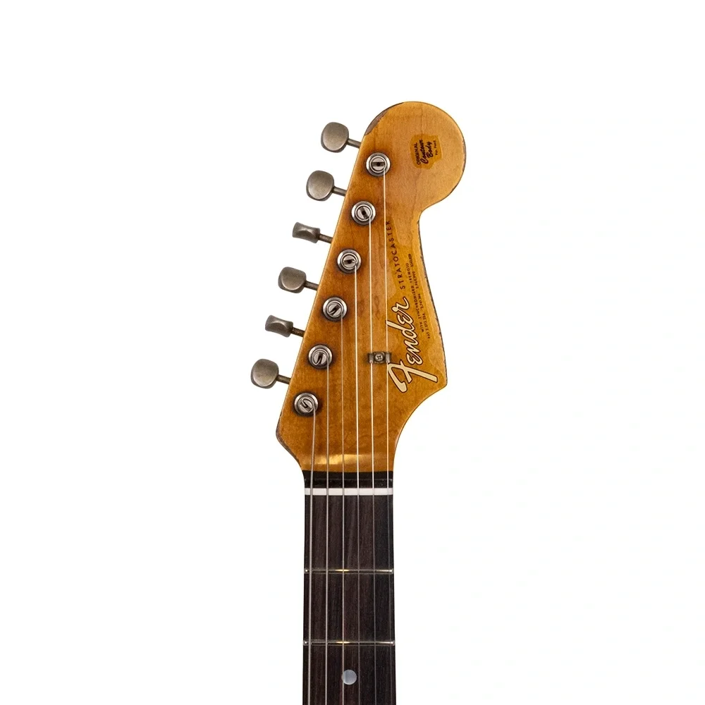 Fender Custom Shop 1965 Stratocaster Super Heavy Relic Gülağacı Klavye Super Faded Aged Sherwood Green Metallic over 3 Ton Sunburst Elektro Gitar