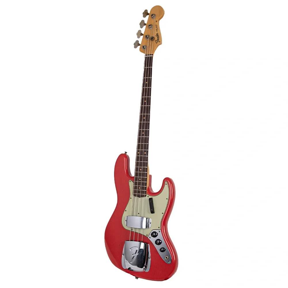 Fender Custom Shop Limited Edition 1964 Jazz Bass Journeyman Relic Aged Fiesta Red Bas Gitar