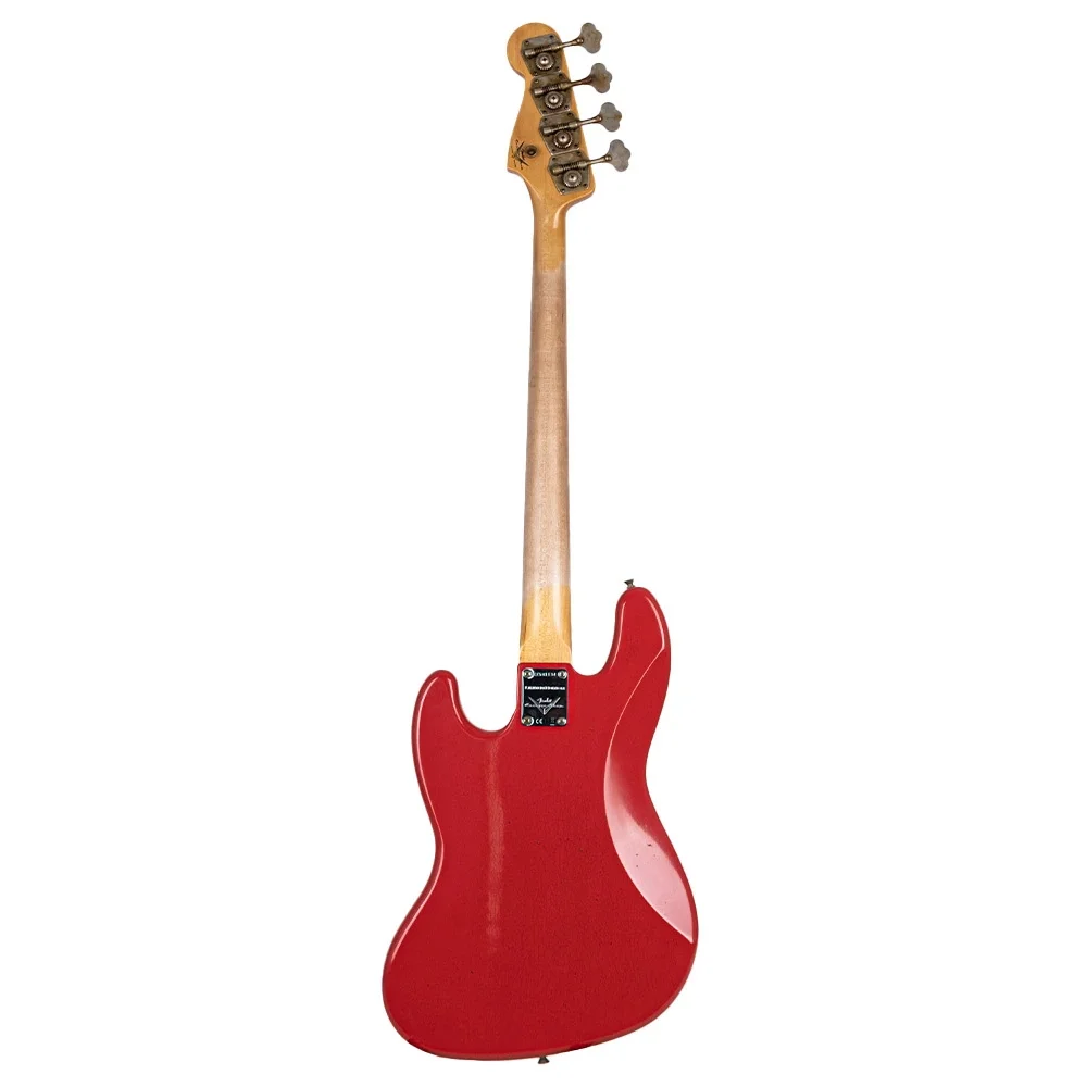 Fender Custom Shop Limited Edition 1964 Jazz Bass Journeyman Relic Aged Fiesta Red Bas Gitar