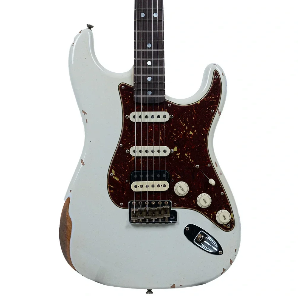 Fender Custom Shop Limited Edition 1967 Stratocaster HSS Relic Aged Olympic White Elektro Gitar