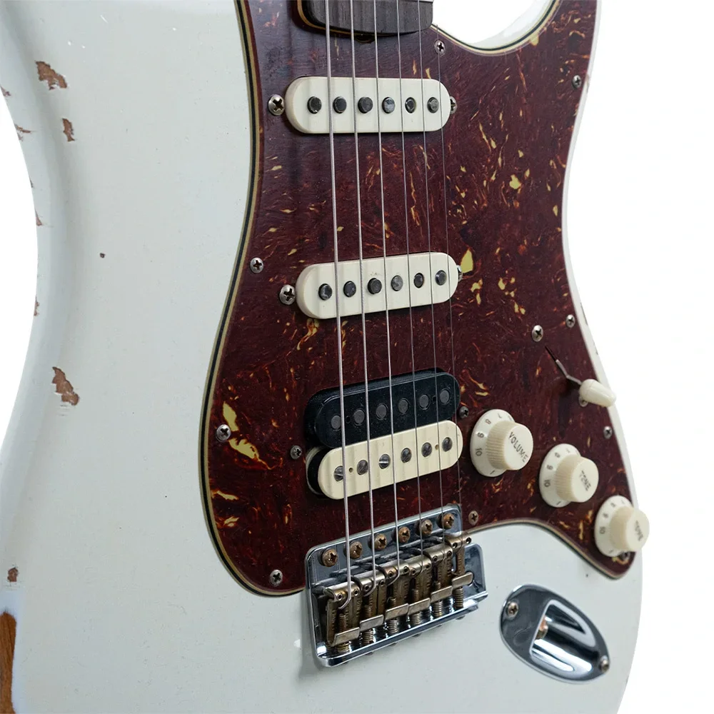 Fender Custom Shop Limited Edition 1967 Stratocaster HSS Relic Aged Olympic White Elektro Gitar